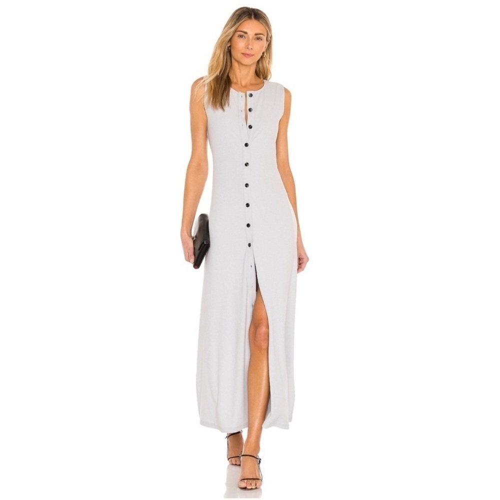 Anthro Callahan Mira maxi dress Light Gray ribbed 
Size Small